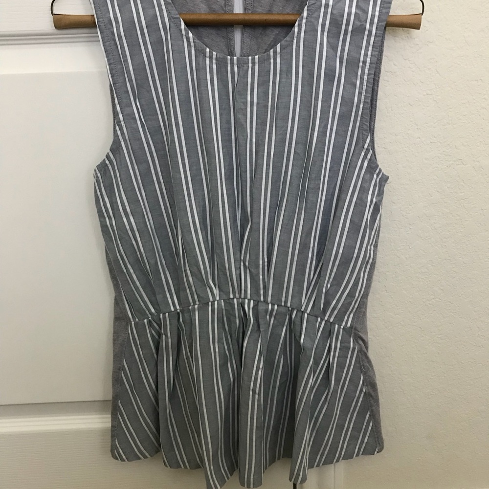 JCrew Chambray stripe peplum top